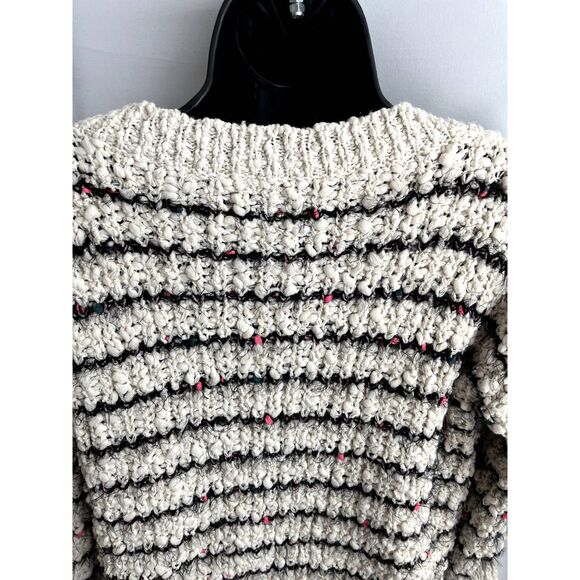 POL Striped Knit Sweater Lace Trim Cream Size S Retro Grannycore Scoop Neck Cute - Picture 6 of 11